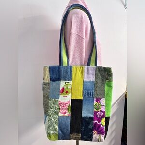 Handmade/Upcycled Shoulder/Tote Bag, Multicolored, Handstitched, Casual